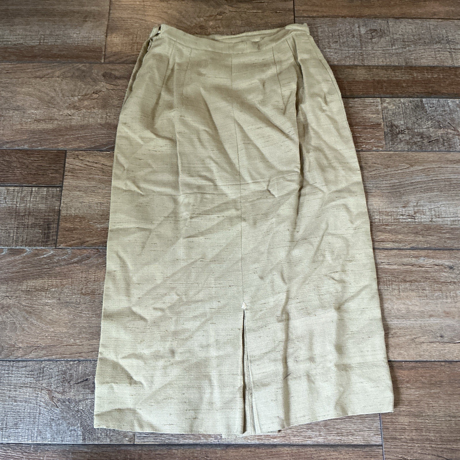 50s 60s VTG Sportempos NY Olive Pencil Skirt Custom Contoured Lined Sz XS #32E2