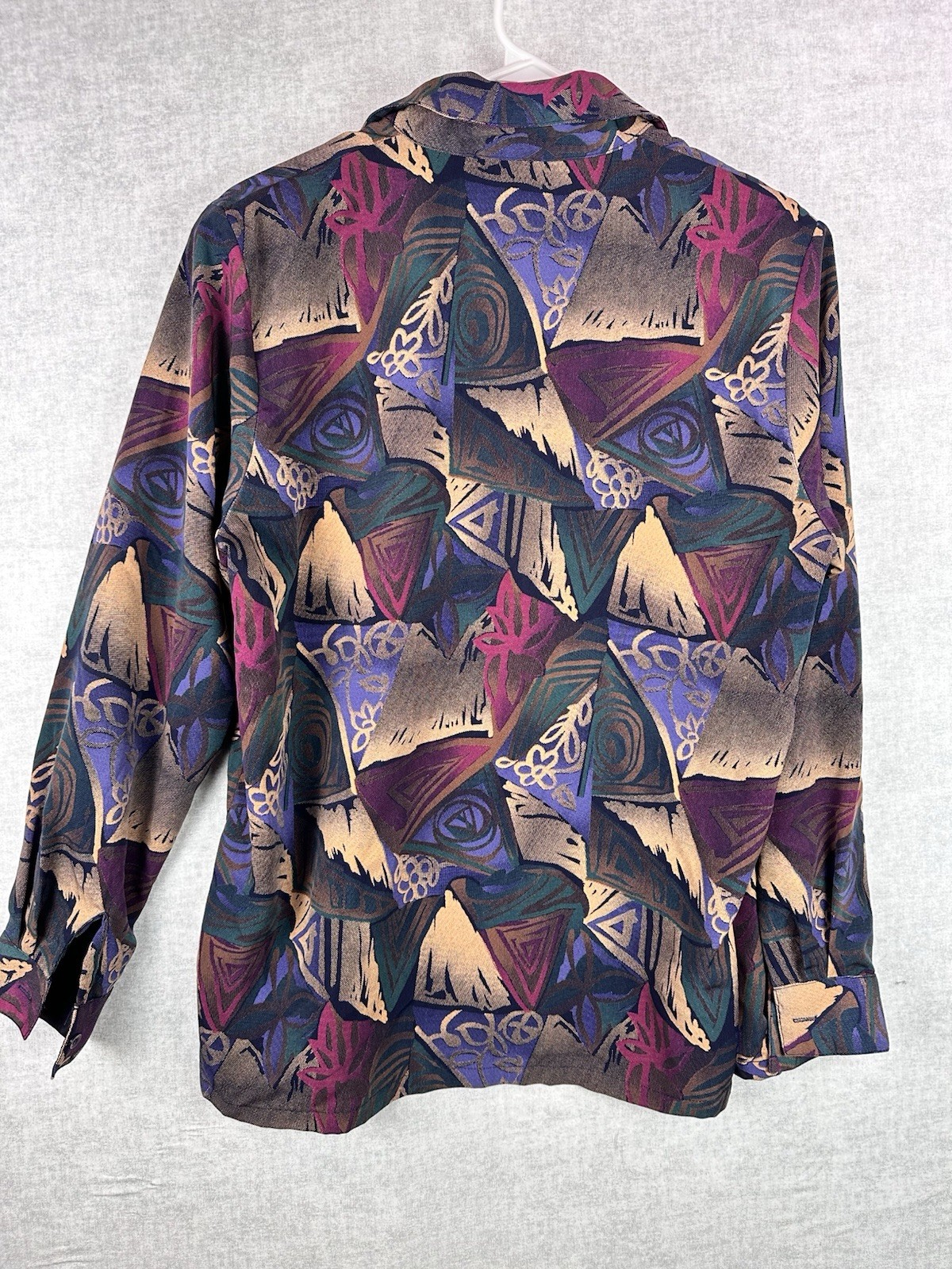 Vintage 90s Joyce Button Up Blouse Wear Art Abstract Colorful Size 10 Y2K