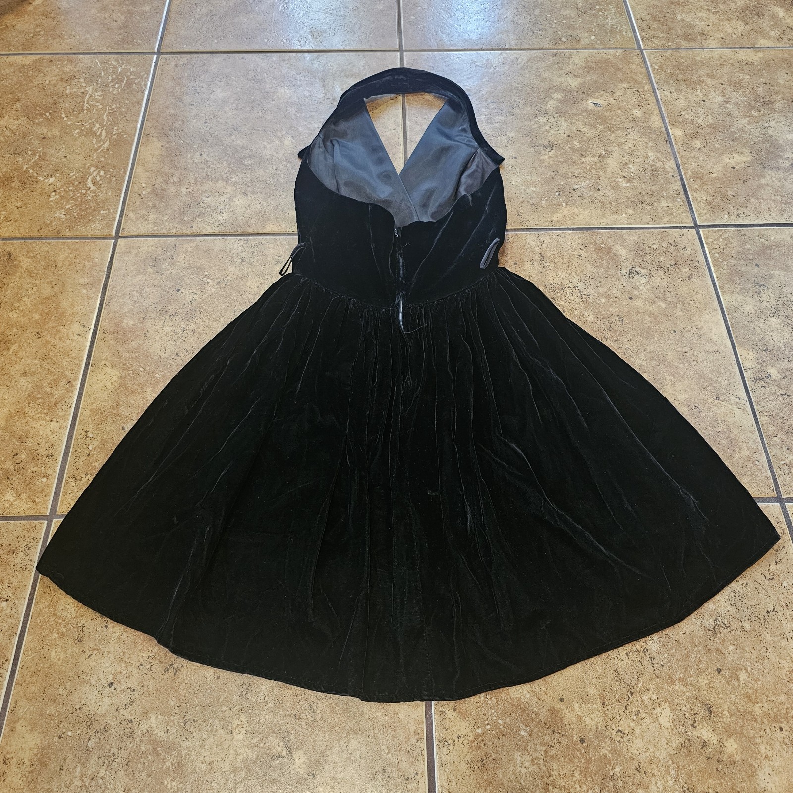 Vintage Susan Roselli Dress Black Velvet Vijack Fit Flare Rayon USA Made