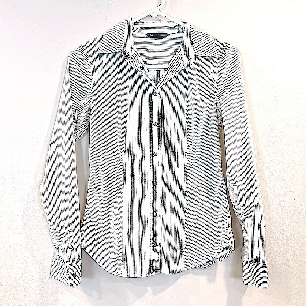 🔥Armani Exchange White and Black Striped Shirt🔥