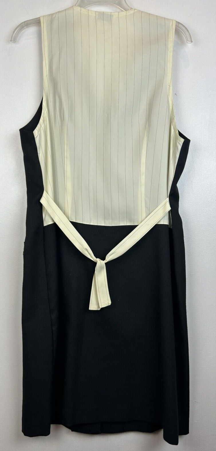 Vintage Dress Womens 12 Black Sleeveless Vest Look Button 80s USA Secretary