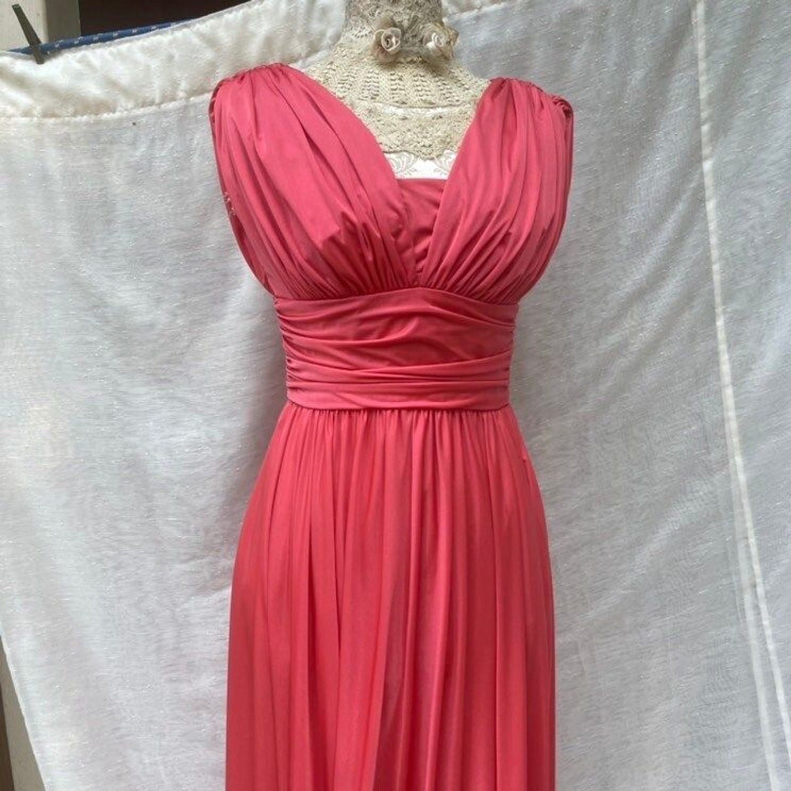 1970s Marita by Anthony Muto Coral Pink Gown S