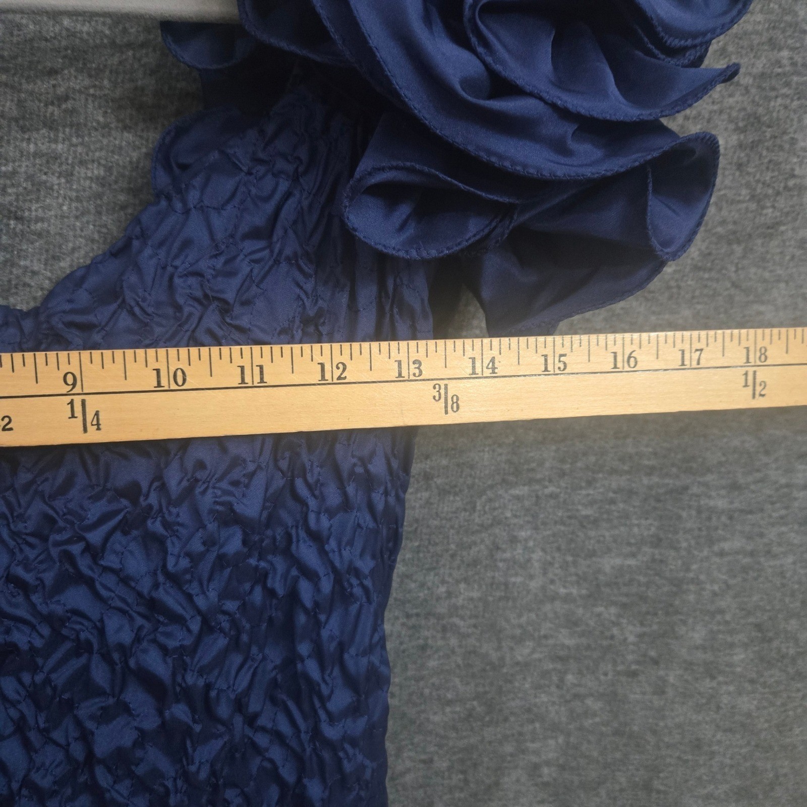Vtg Union Made Dress Small Blue 80s Prom Party Cocktail Puff Sleeve Drop Waist