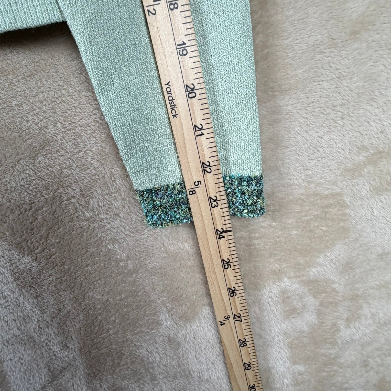 J.S.S. Vintage Mint Green Wool Blend Knit Skirt Set Petite Made in USA Cardigan