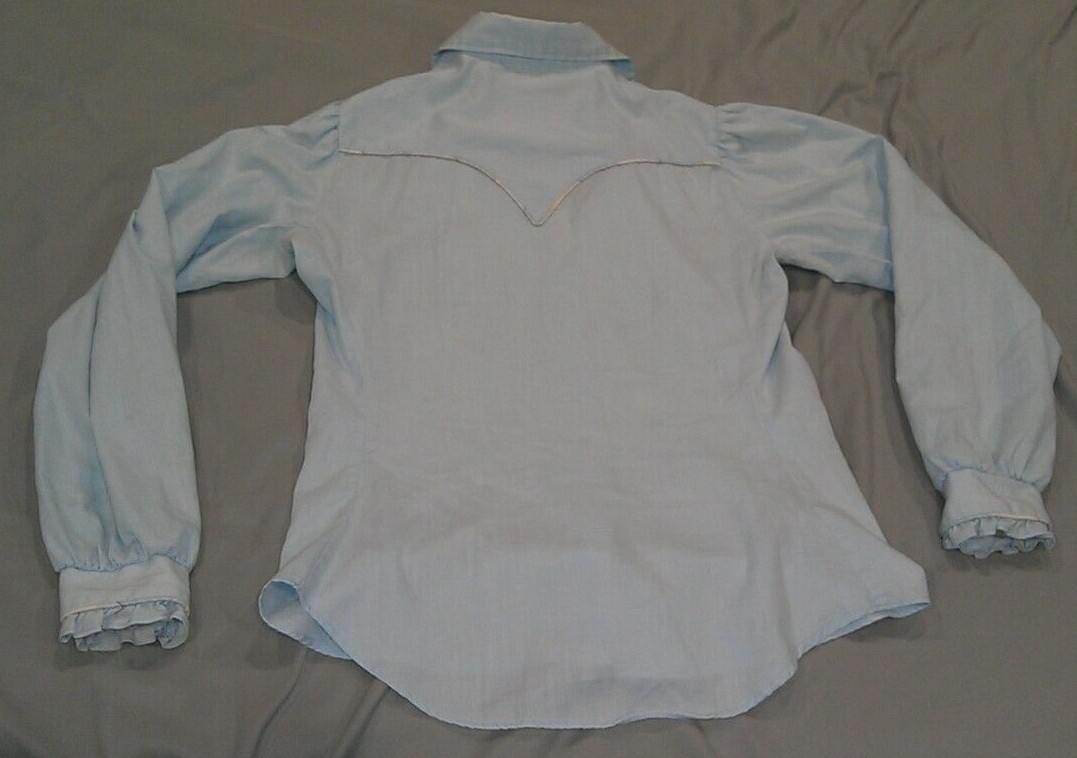 RARE VTG Retro USA Panhandle Slim Snap Western Cowgirl Top Blouse Shirt M STAINS