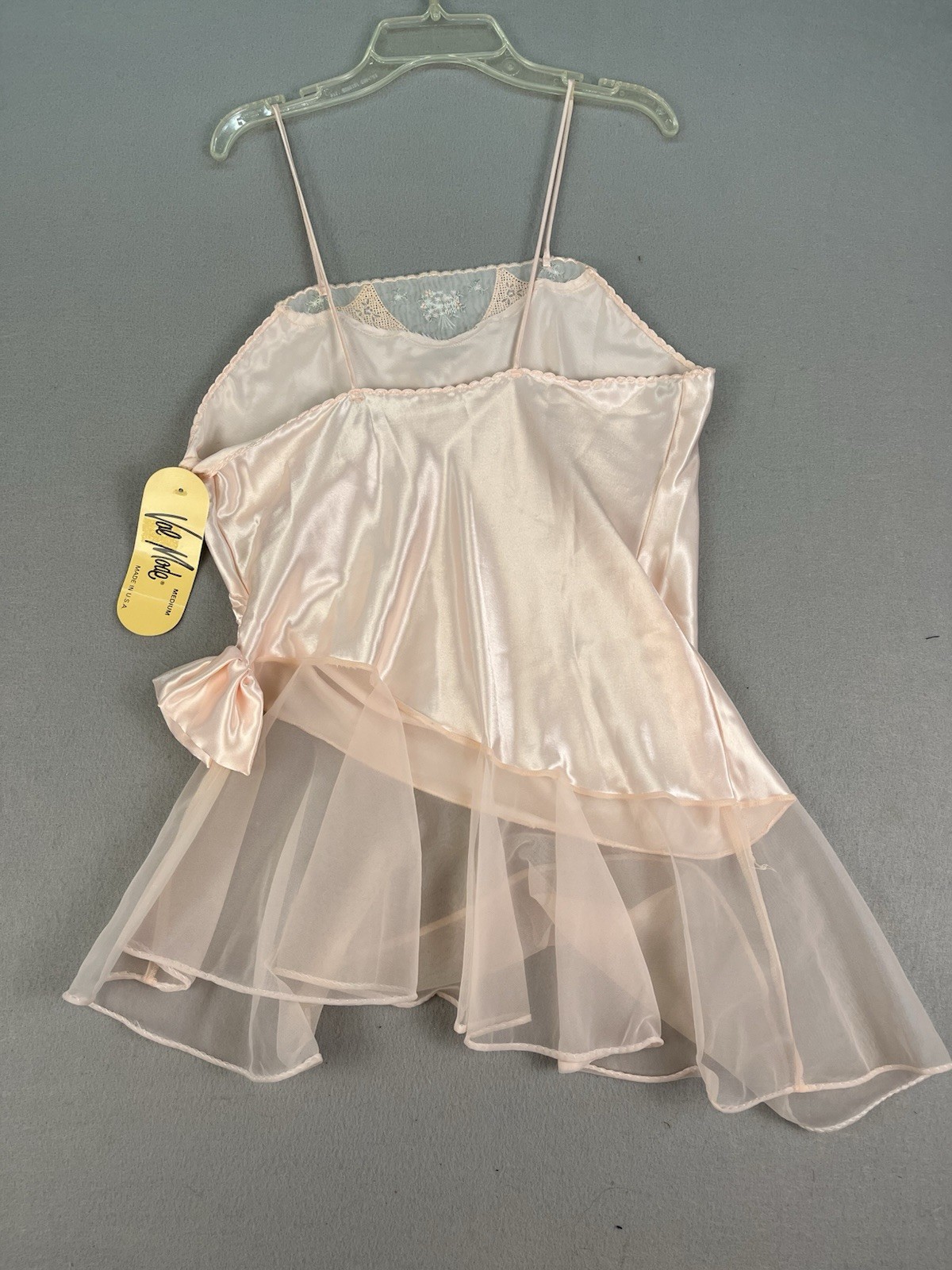 Rare 1970s Val Mode Lingerie Pink High Cut Teddy Cami Sheer Mesh Lace Med Nylon