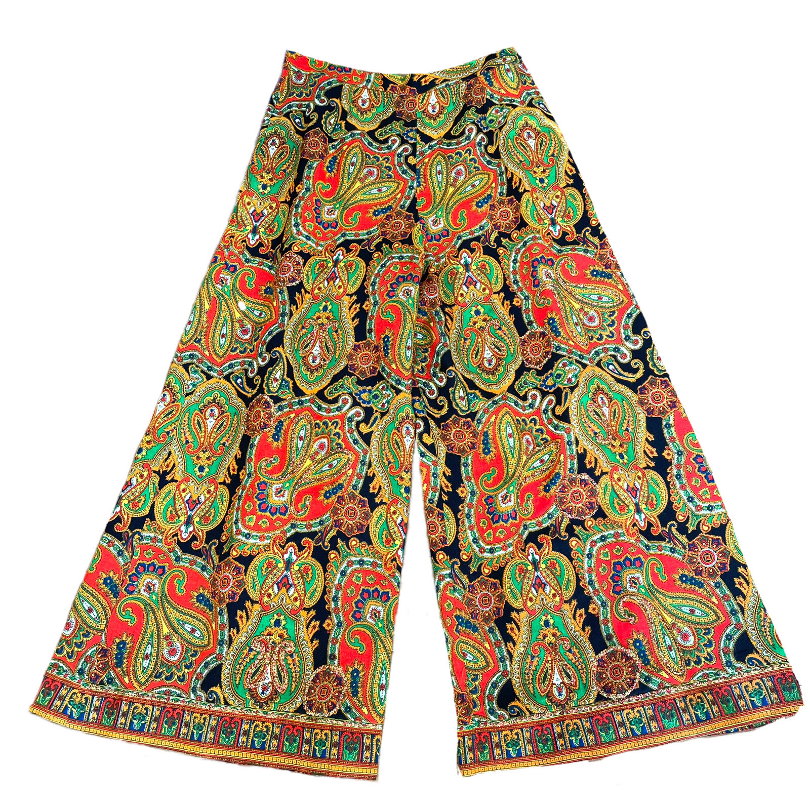 RARE VTG Malbe Womens Palazzo Pants Paisley Sequins Wool Lined Size 8/VTG 13/14