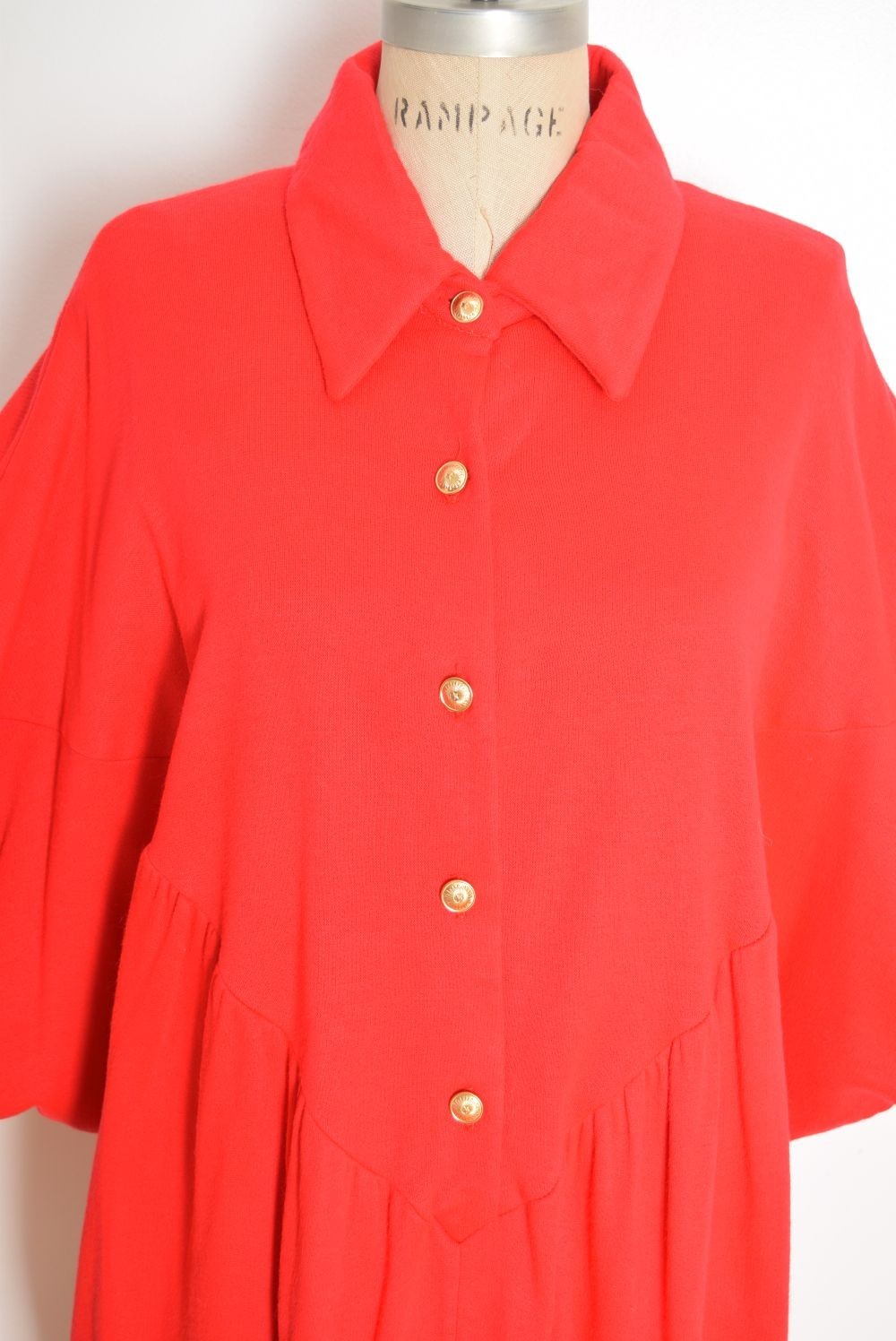 vintage 70s caftan dress David Brown red fleece draped disco batwing dolman maxi