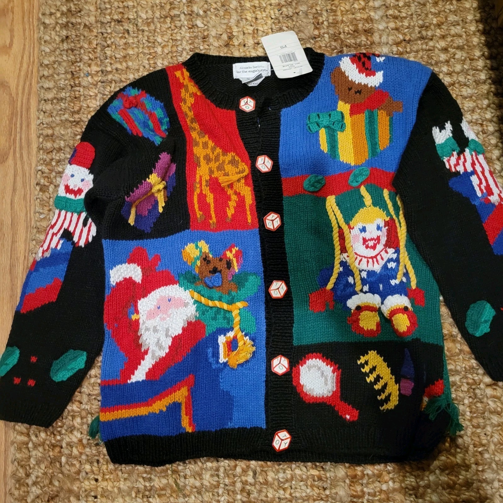The Eagle’s Eye VINTAGE 90s Cardigan Ugly Christmas Sweater TOYS Embroidered PS