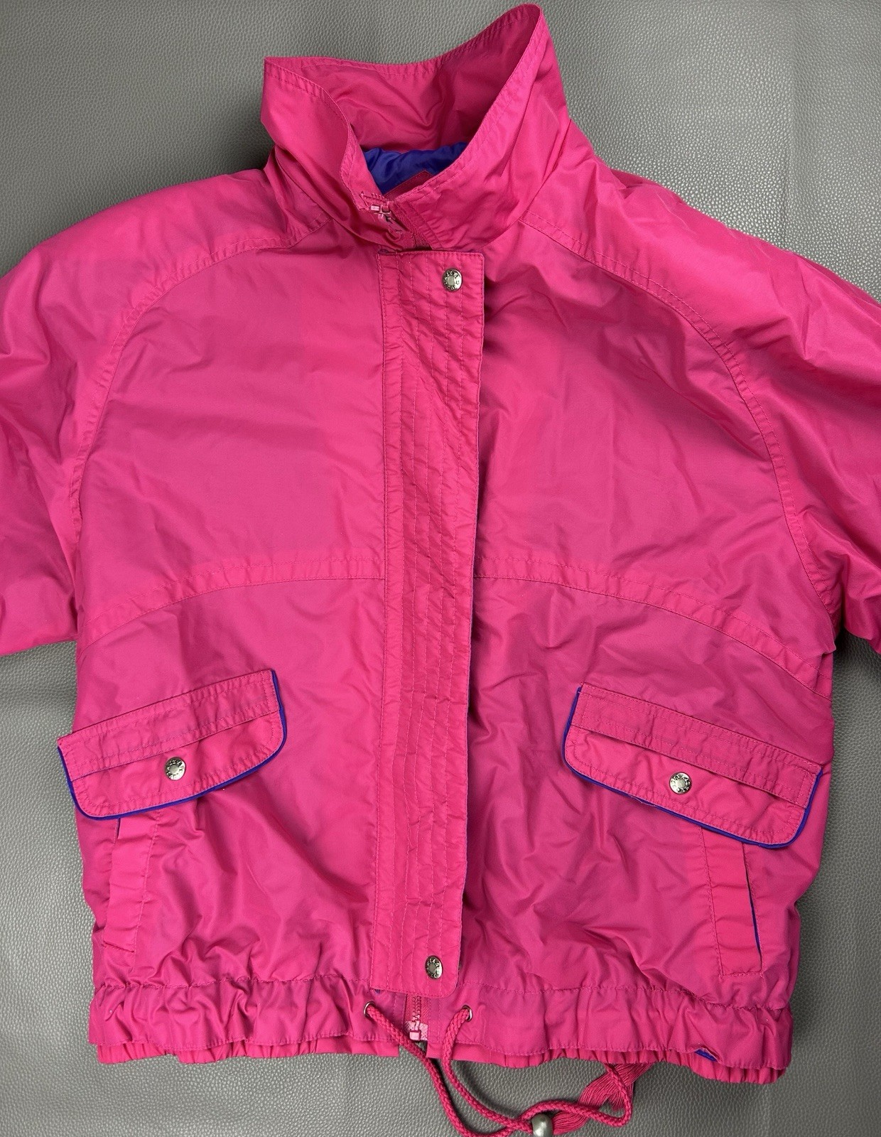 Vintage 80s 90s IZZI Pink Cropped Windbreaker Jacket Women’s M Retro Lightweight