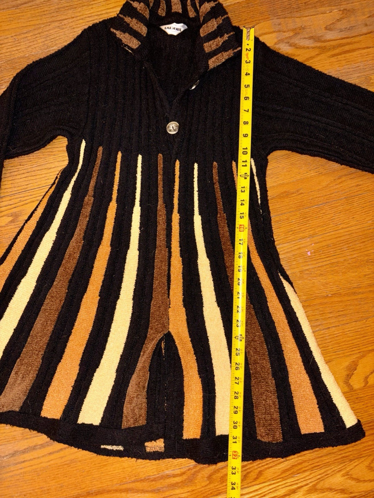 Vintage Gold And Black Button Down Sweater Dress