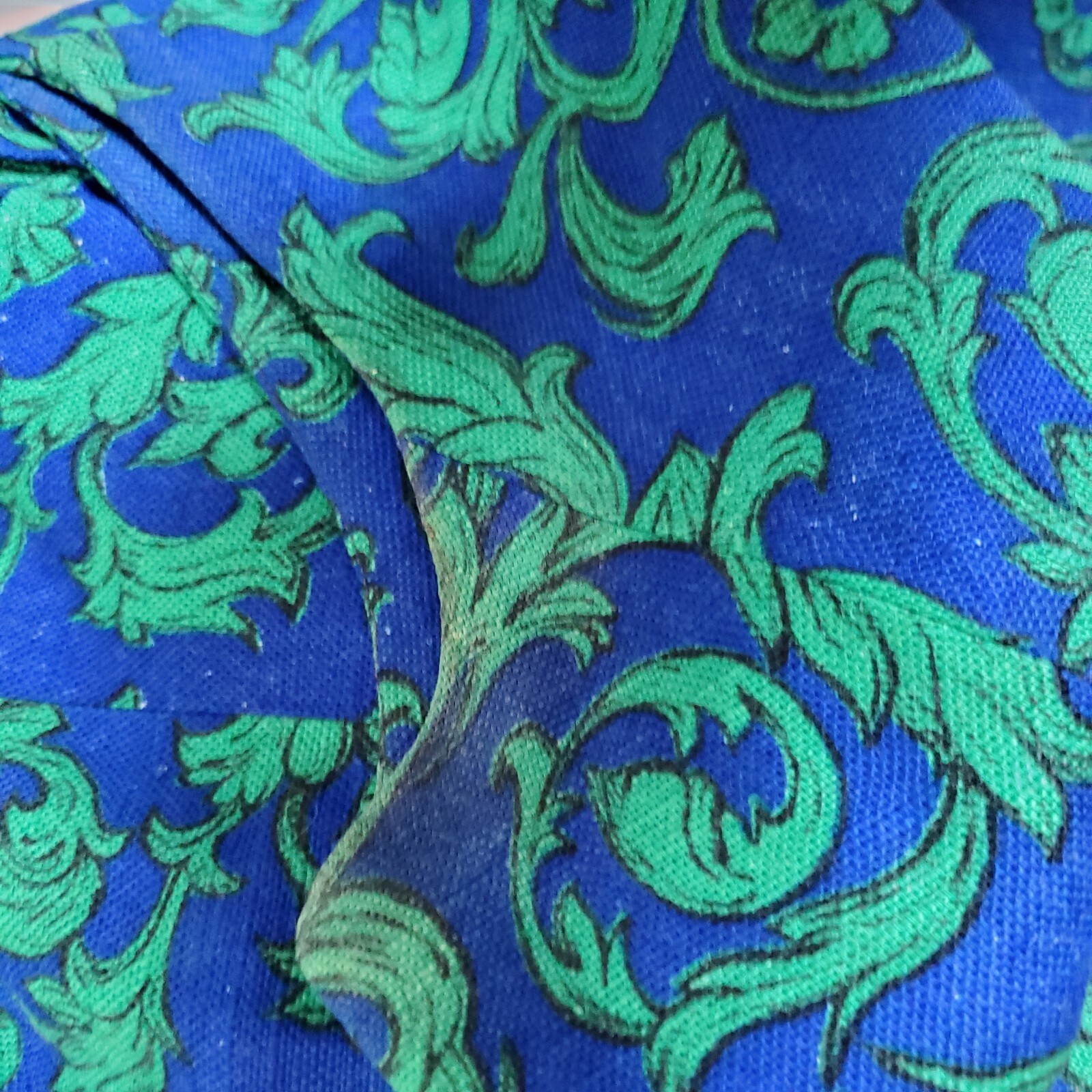 Vintage 60s 70s Blue Green Cotton Weave Dress Helen Whiting B34