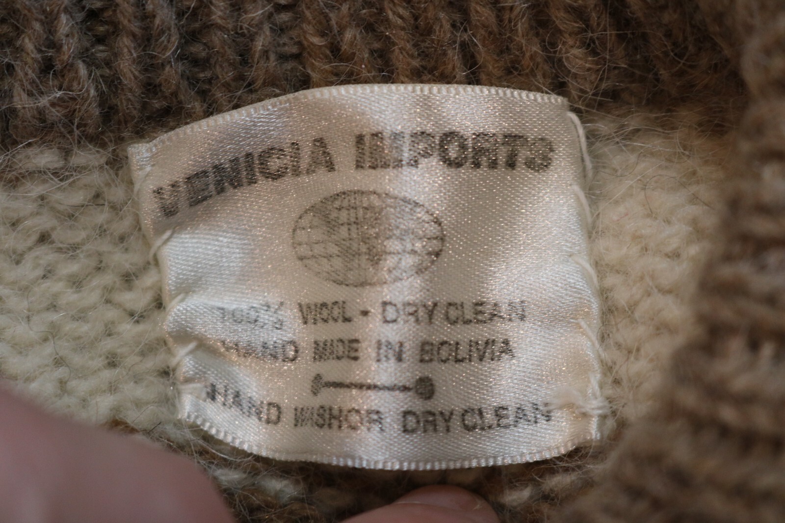VTG VENICIA IMPORTS CHUNKY WOMENS PULLOVER 100% WOOL BOLIVIA