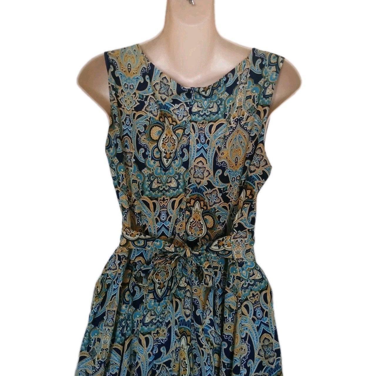 Shikha London Silk Print Fit & Flare Sash Tea Dress SM Weddings Parties Anything