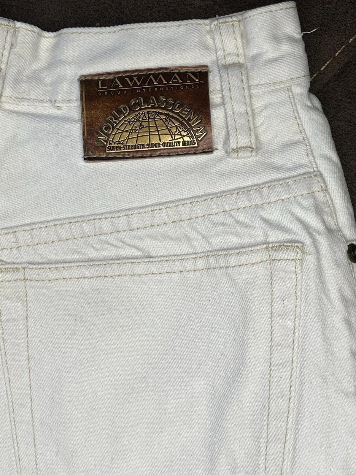 Lawman Denim Shorts Button Fly White Size 7 High Rise Retro EUC Thick Hem Vtg