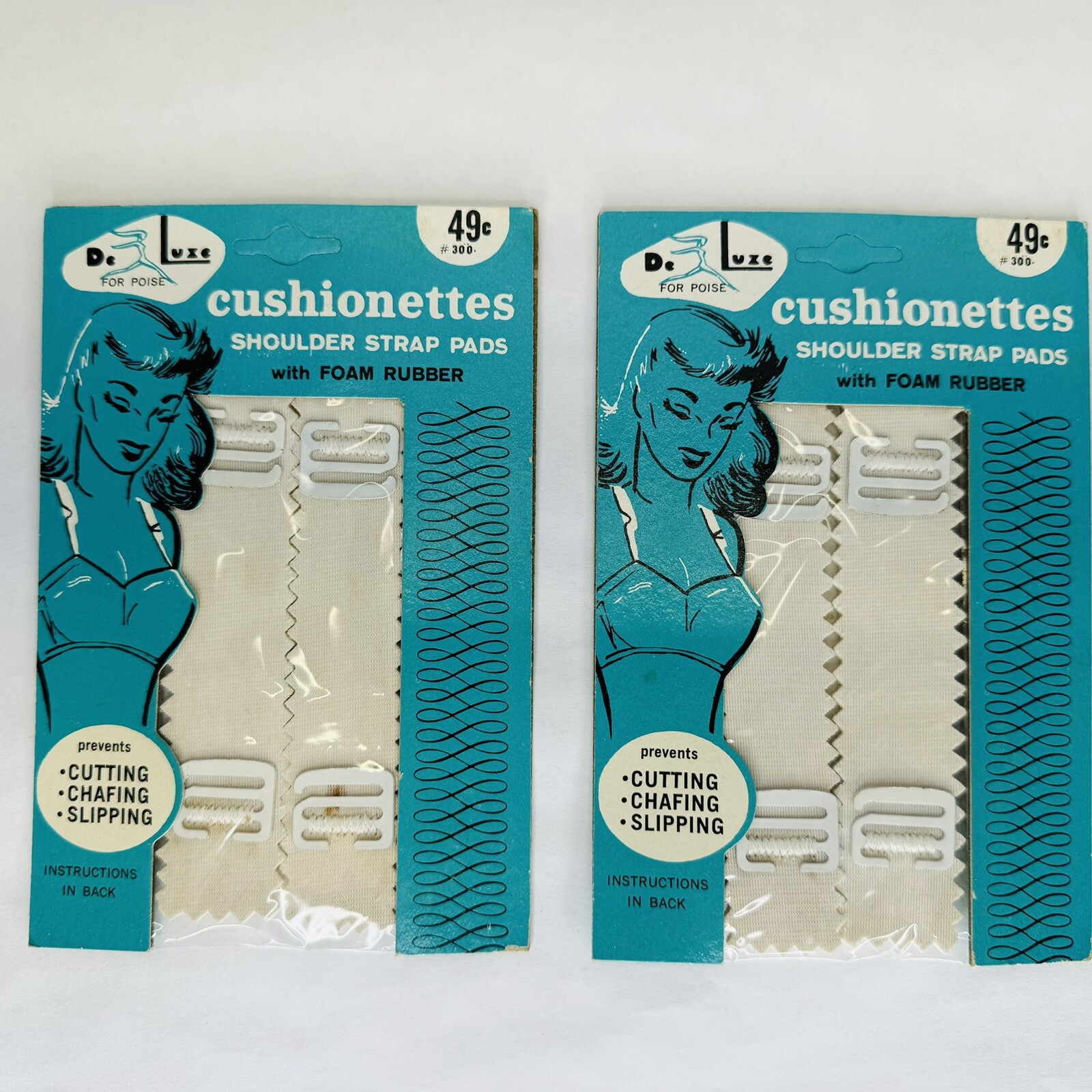 Vintage DeLuxe For Poise Cushionettes Shoulder Straps Foam Rubber Lot of 2 NEW