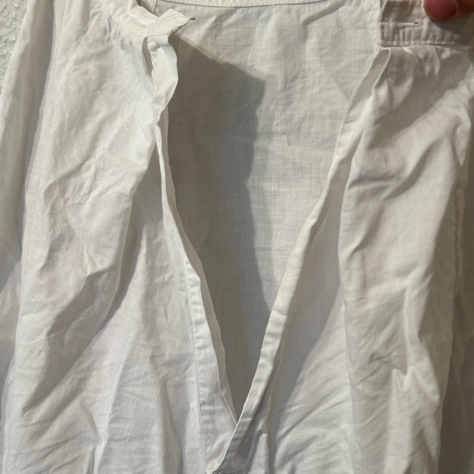 Antique Edwardian XXS White Cotton Eyelet Lace Lawn Skirt Petticoat 22″ Waist
