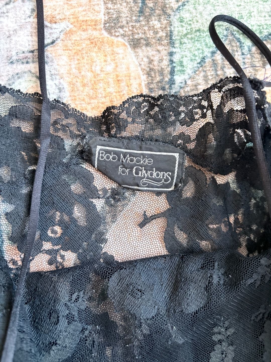 Vintage Bob Mackie for Glydons Black Lace Slip Dress