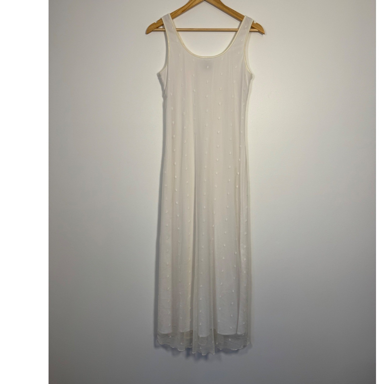 90s Vintage Rabbit Rabbit Rabbit Designs Mesh Maxi Dress Women S/M White Floral