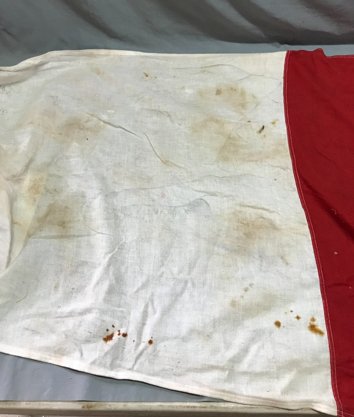 Vintage 90″ 1930s Red White & Blue Nautical Sailboat Old Flag 698-25B