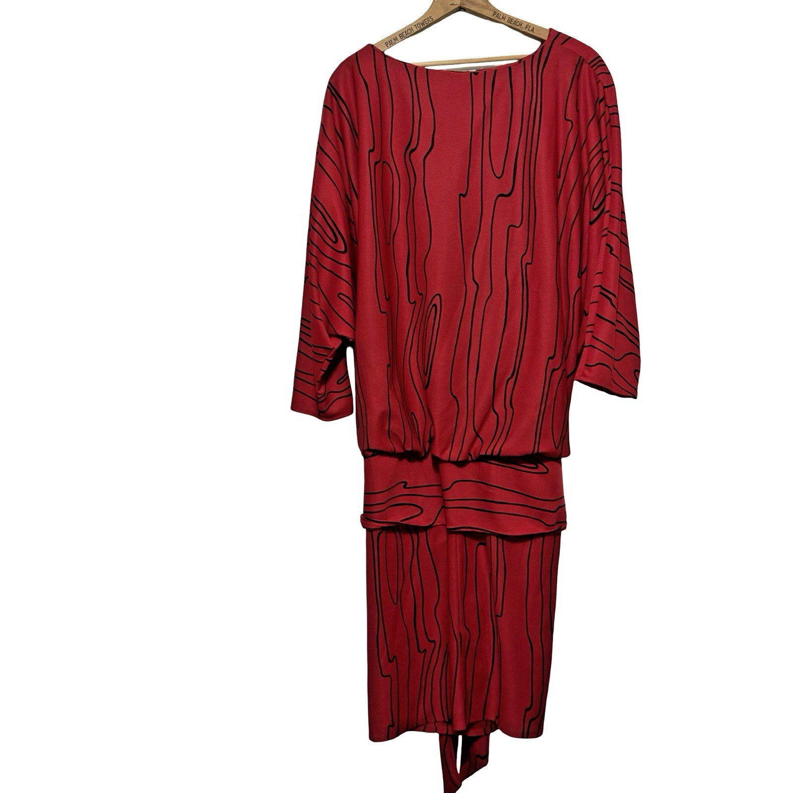 Vintage 80s Jane Baar Golden Girls Drop Waist Dress red size XL secretary