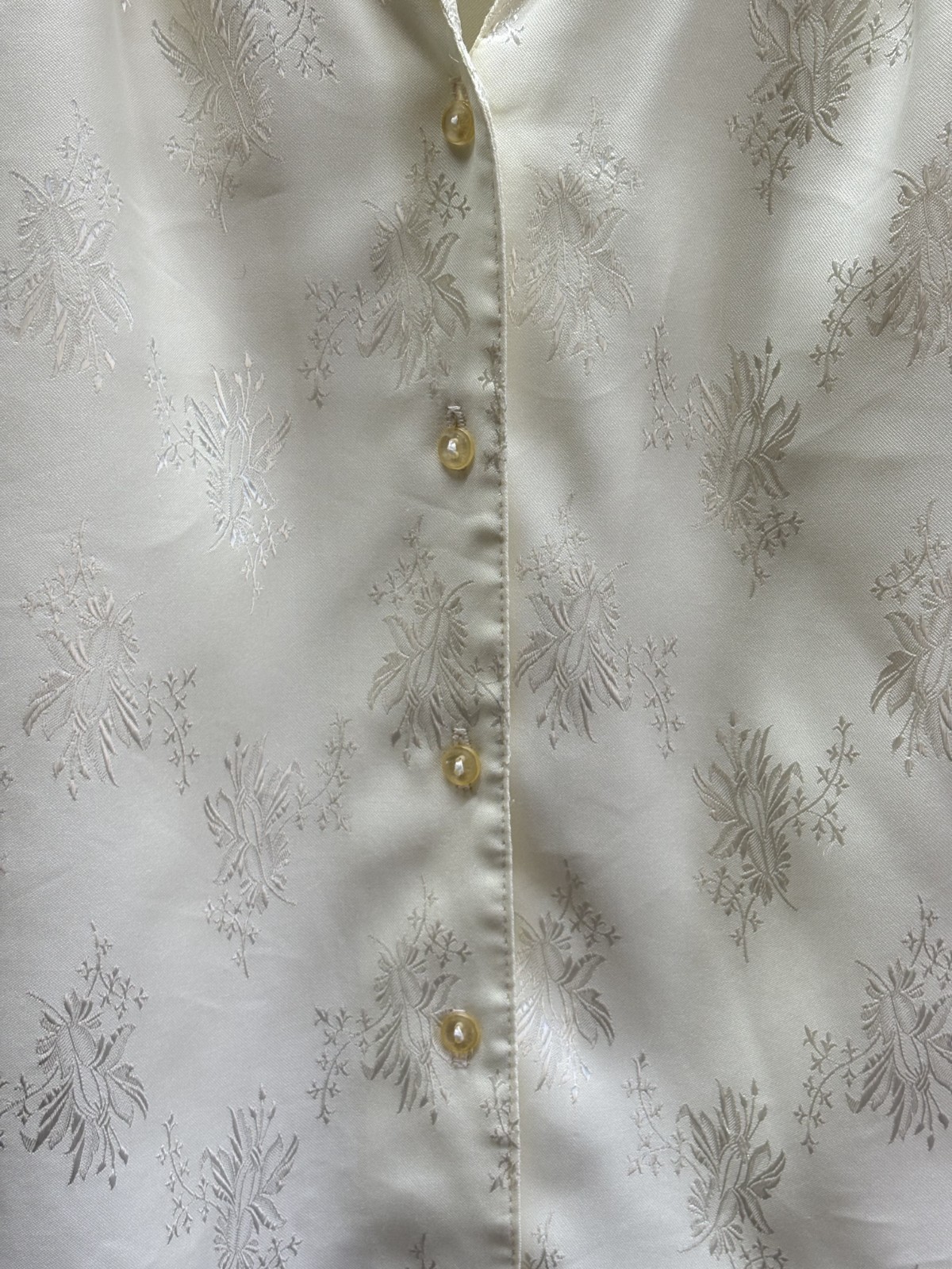 Vintage Ivory Jacquard Blouse Cottagecore Romantic Boho Long Sleeve You Babes