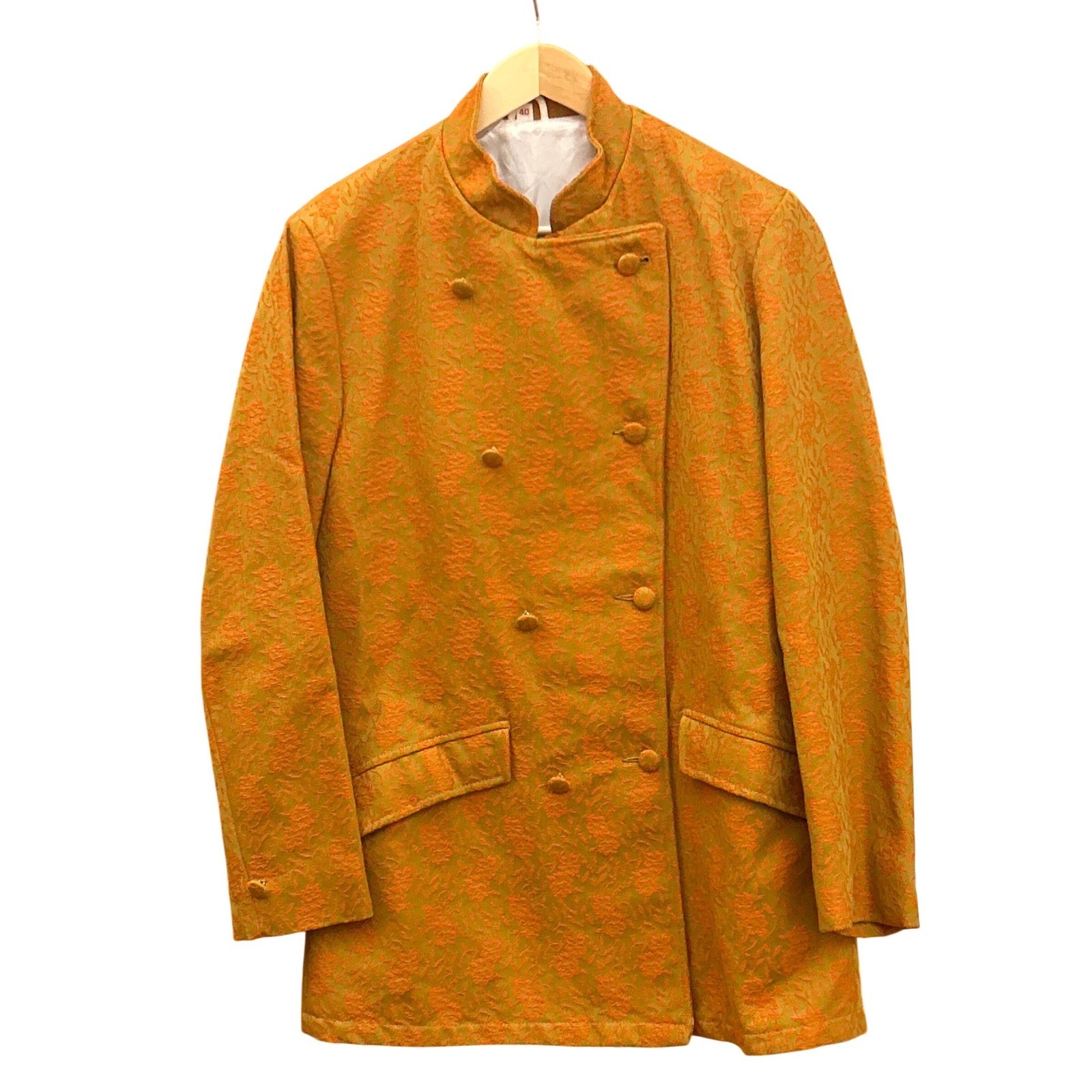 Vintage Gold Brocade Mandarin Collar Jacket Asian Inspired Mod Boho Retro