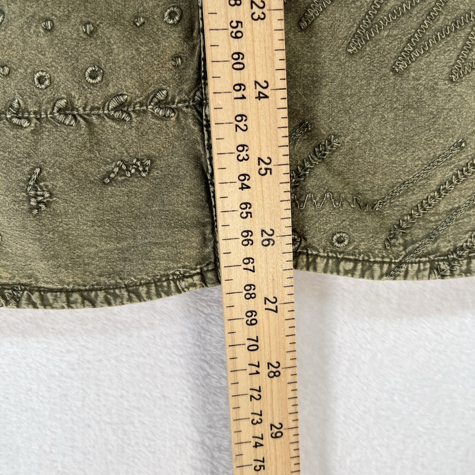 VTG Chicos Design Embroidered Button Down Women’s Sz Small Green Artsy