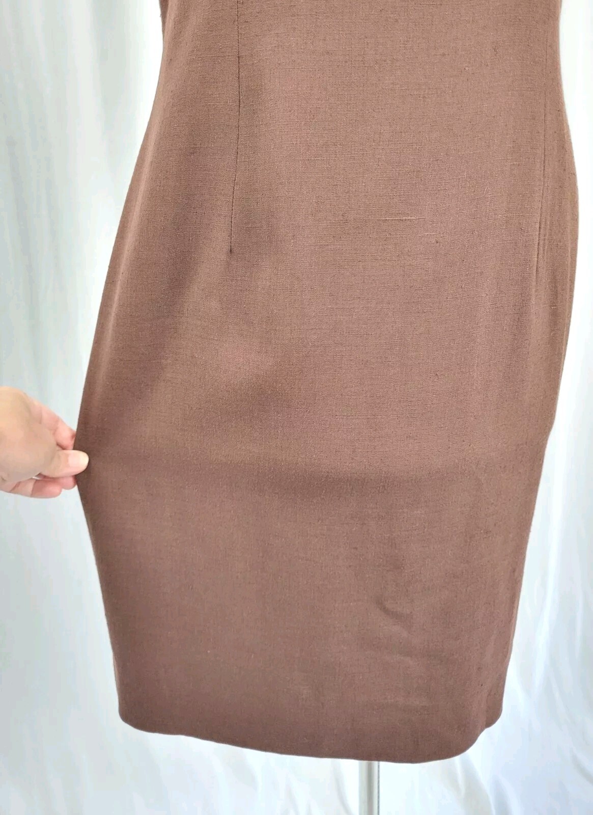 Vintage Yves Cosette Depeche Mode Brown Dress w Cream Embroidery Size 8