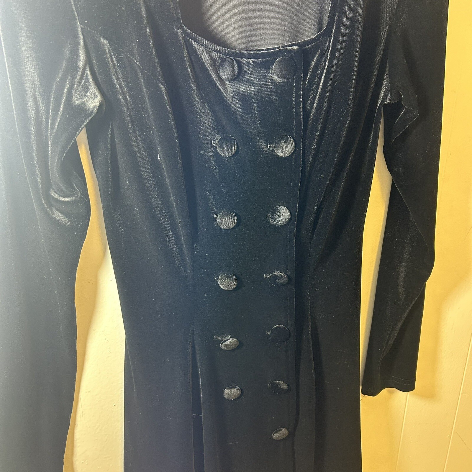 Vintage Luly K Velvet Velour Long Sleeve Mini Dress 80s 90s Y2K Double Breasted
