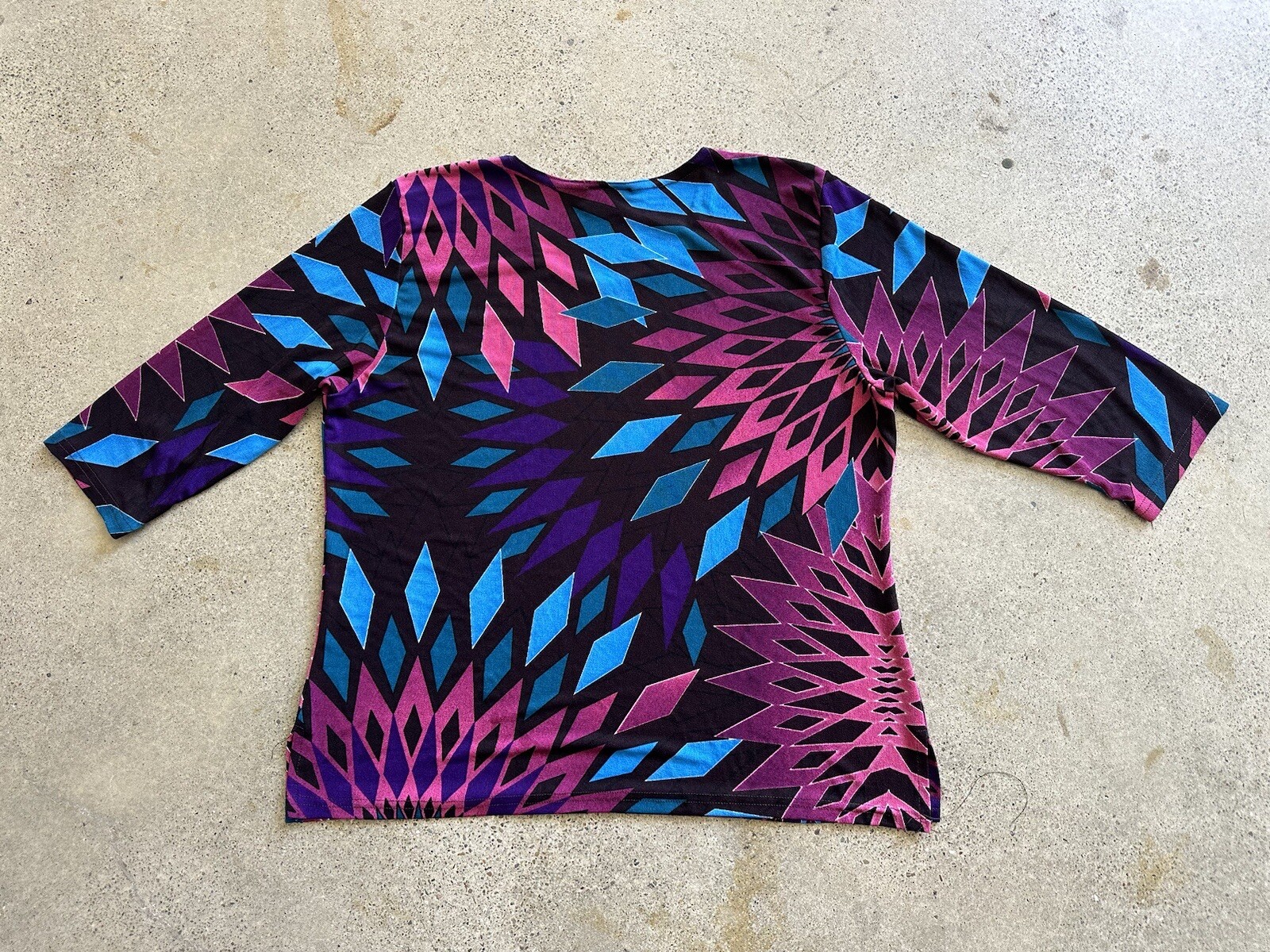 Vintage Jostar Pink Purple Blue Geometric Diamond Abstract Mosaic Top Size L