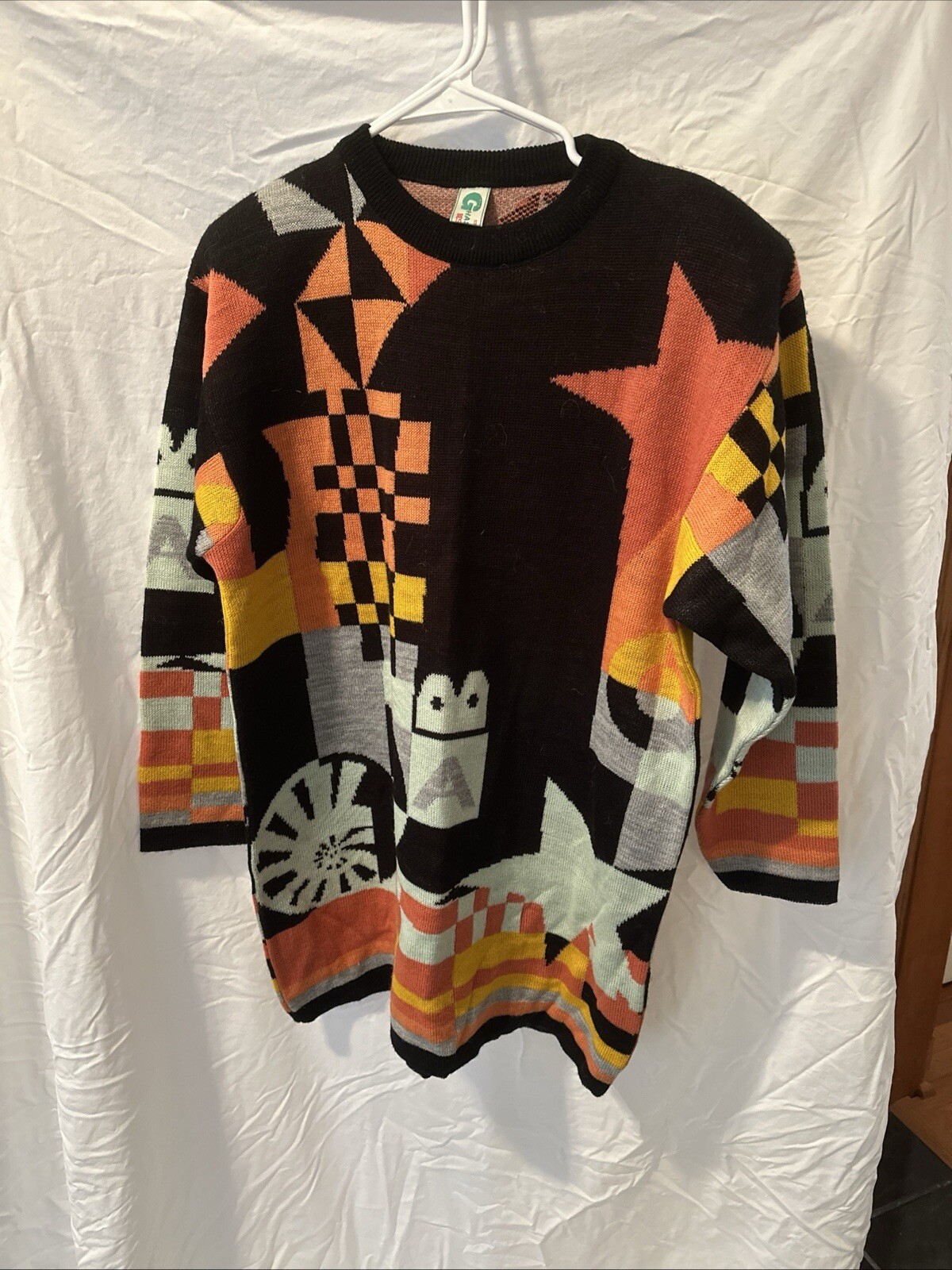 VTG Geometric Pattern Long Sweater Women’s Approx XL