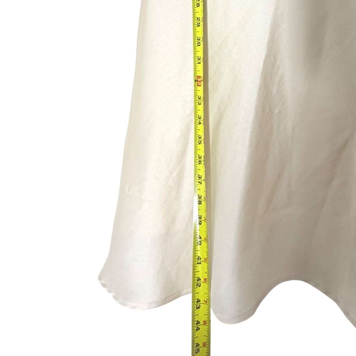 Line & Dot Cream Satin Bias Cut Midi Slip Dress