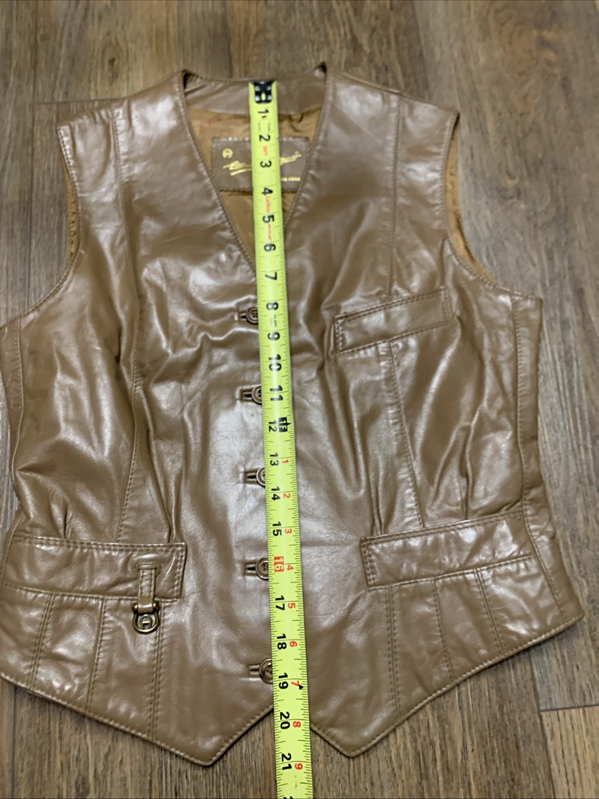 VTG Etienne Aigner 70s 80s Leather Vest Size 8 Hong Kong Disco City Wear Shaft