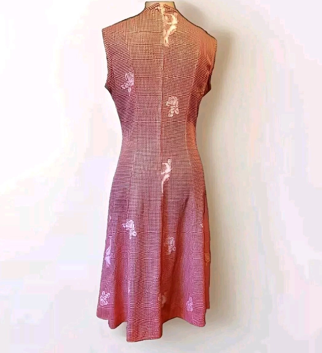 VTG 60 Sleeveless Red & White Dancers & Roses SOFT THIN Polyester Jersey Dress M