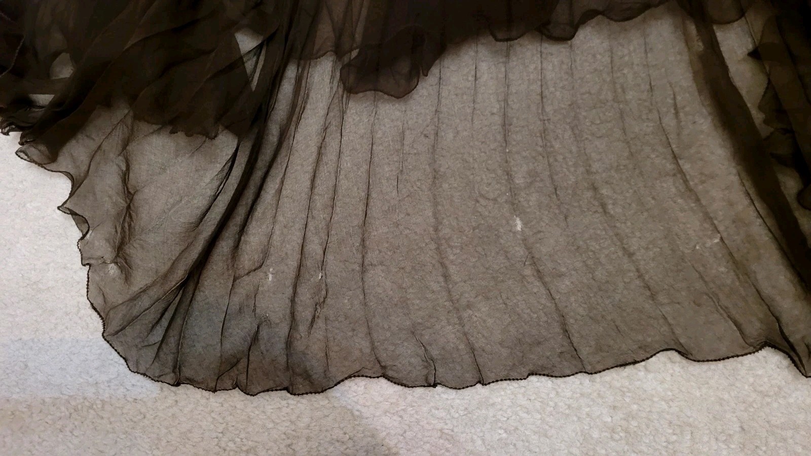 Vtg 1930s Chocolate Silk? Chiffon Dress Built-in Lining Floor Length Sz Large