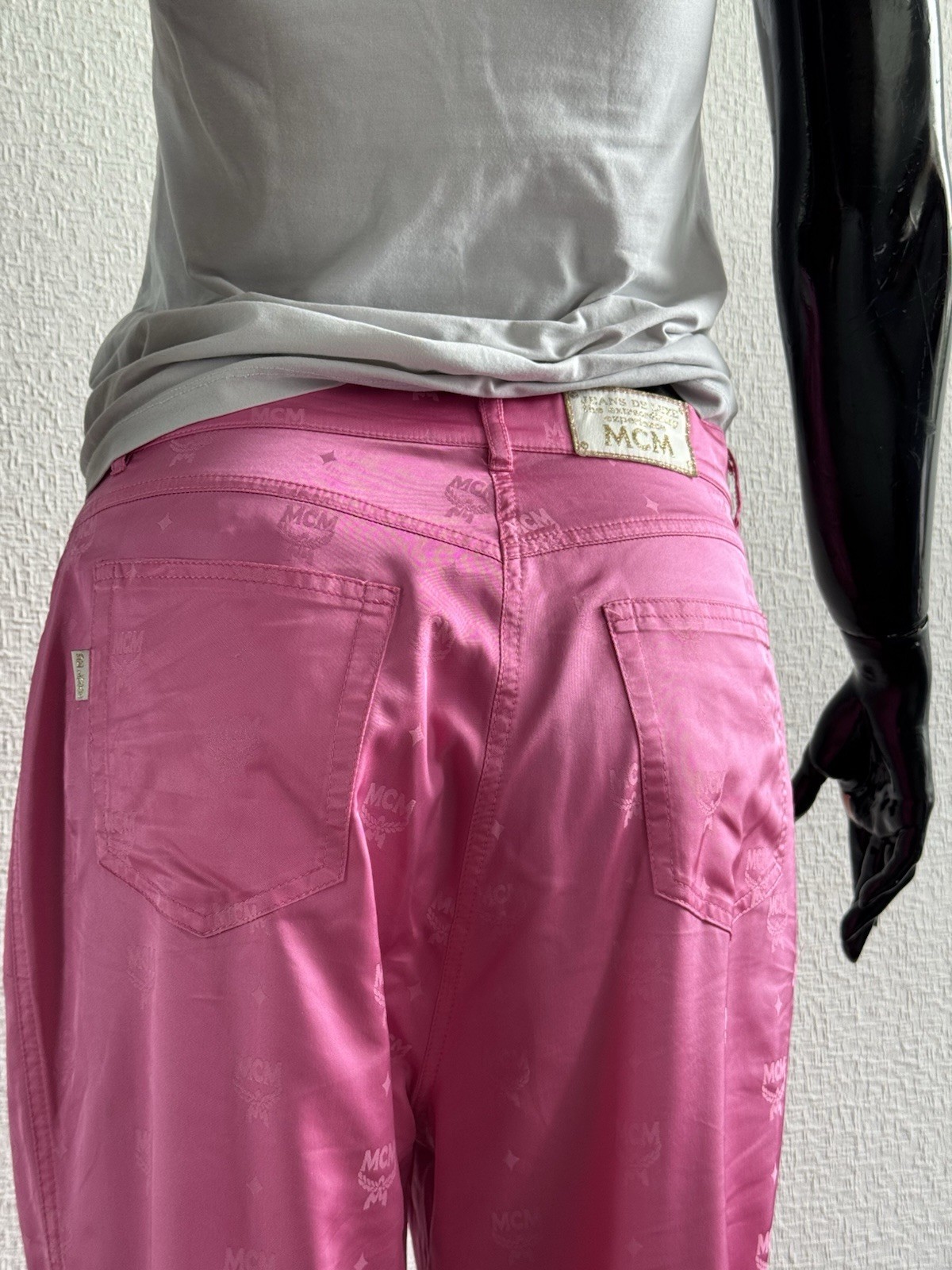 MCM baby Pink Vintage Retro Multilogo Pants Y2K Japanese Style De Luxe