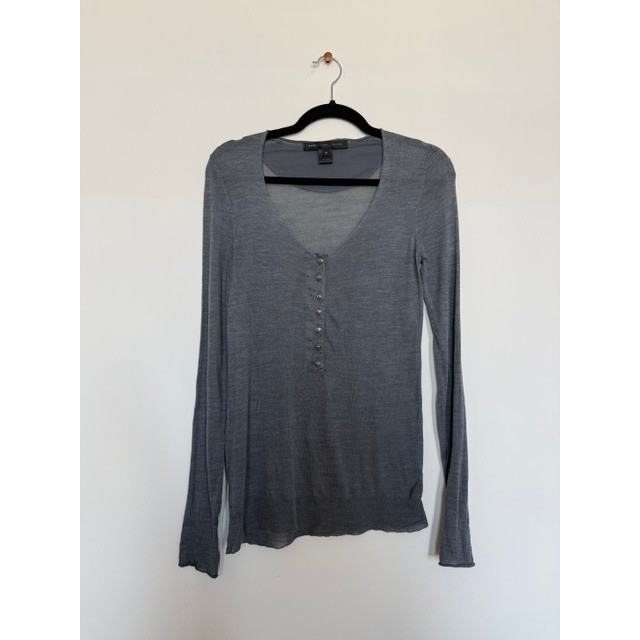 Vintage Marc by Marc Jacobs Sheer Silk Henley Top | Size Medium | Y2K Long Slv