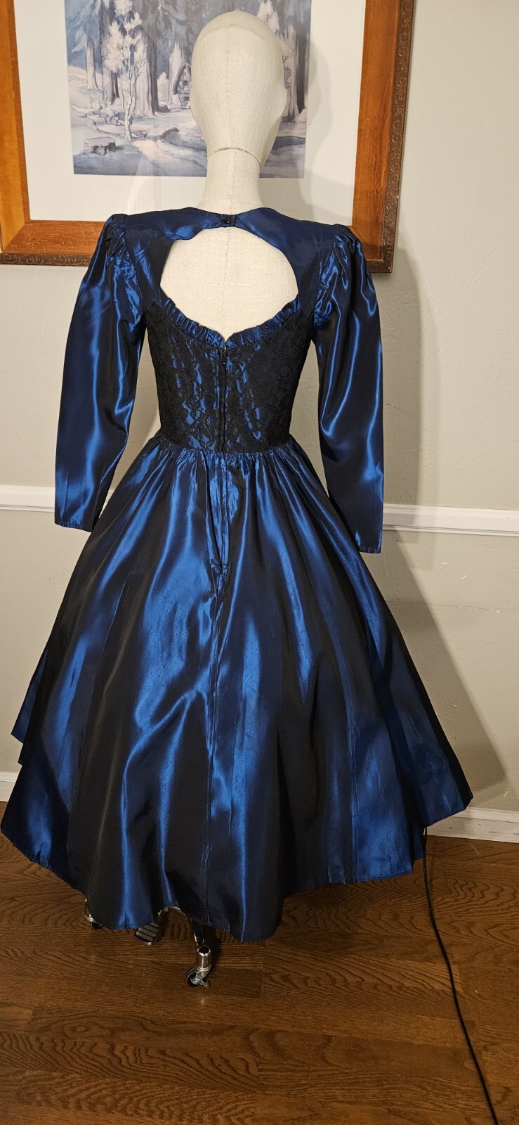 Vintage 1980s Midnight Blue Gunne Sax Prom Dress As Pictured