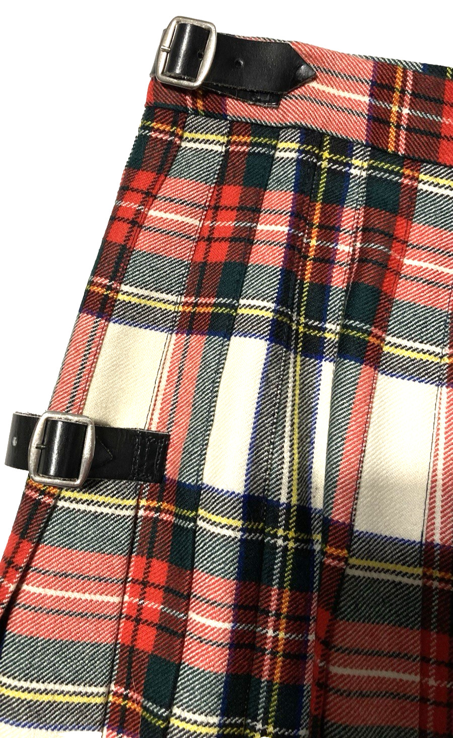 Vintage Wrap Skirt Academia Fringe Pleats Plaid Buckle Wool Scottish Lion Small