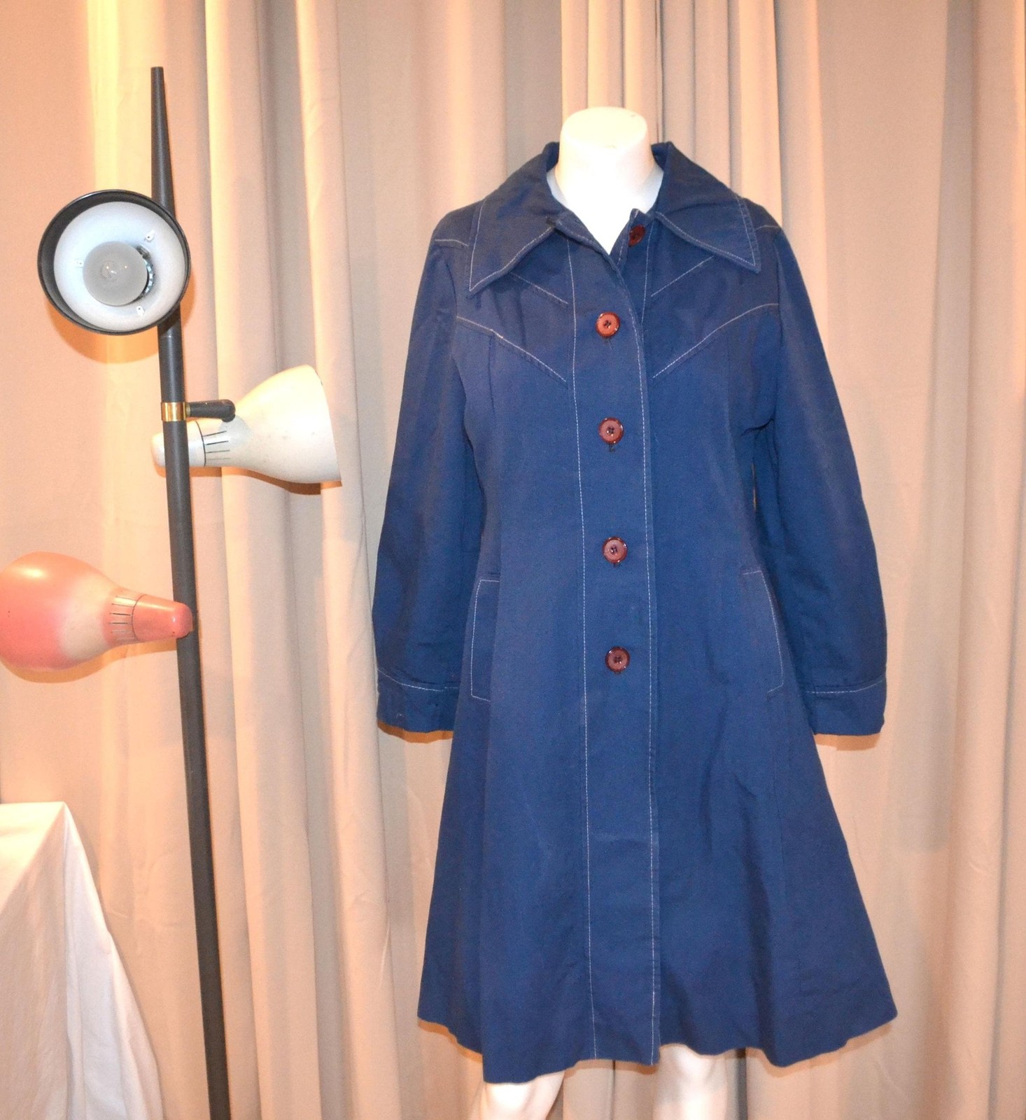 Vintage 1960 That Girl All Weather Navy Coat