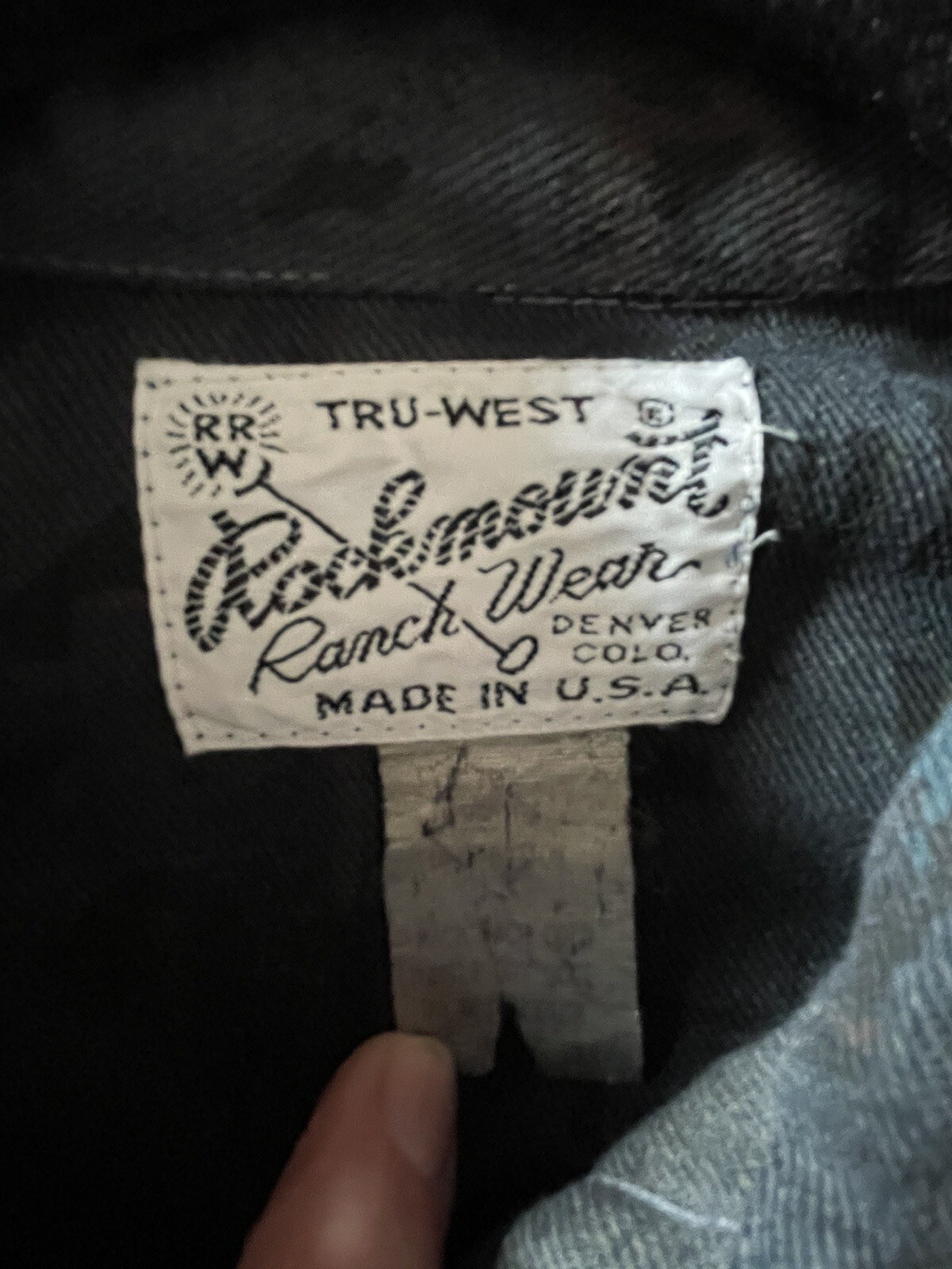 Rockmount Ranch Wear Western Crop Shirt Jean Jacket Abstract Print M NOS 90s