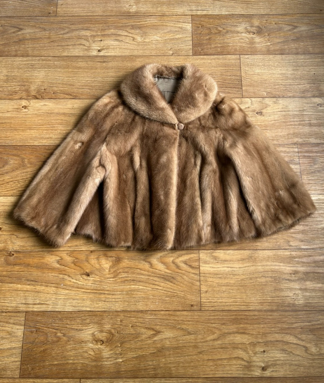 Vintage Women’s Brown Mink Fur Shawl Wrap Coat Jacket