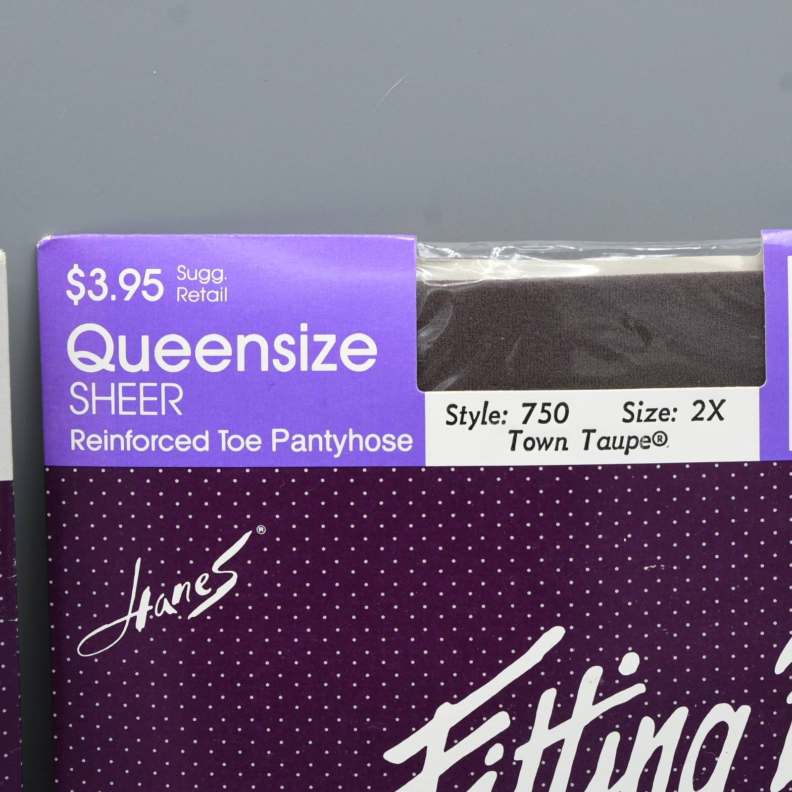 Hanes Fitting Pretty Pantyhose Lot 2 Pairs Vintage QUEEN SIZE 2X Taupe Barely