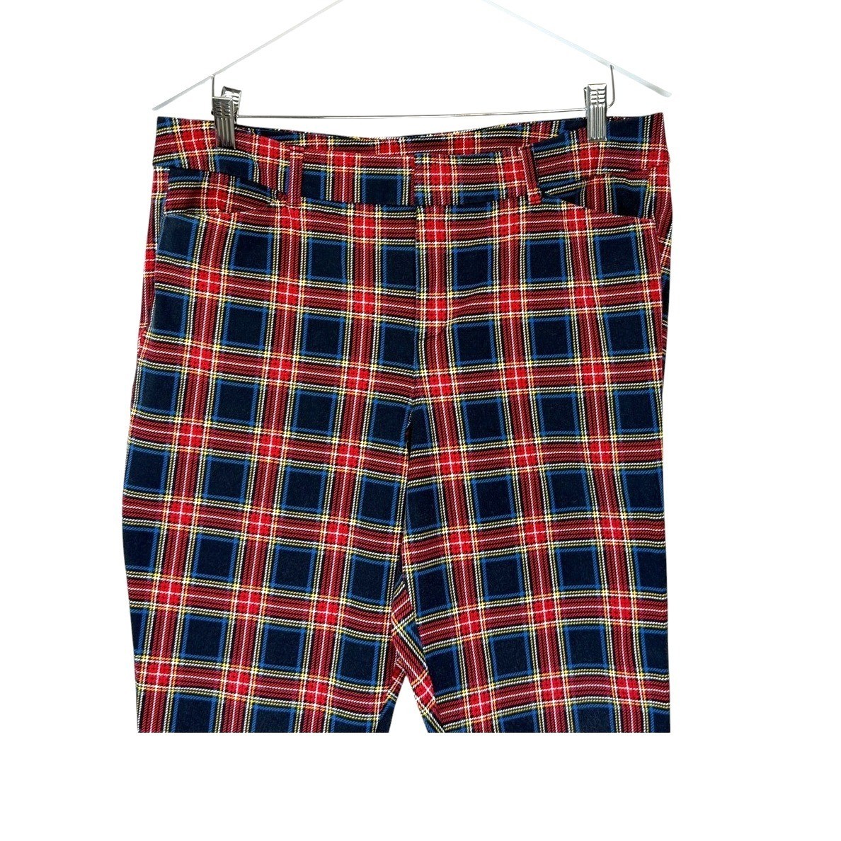 Old Navy Pixie High Rise Plaid Pants Size 14 Red Tartan Secret Slim Pockets