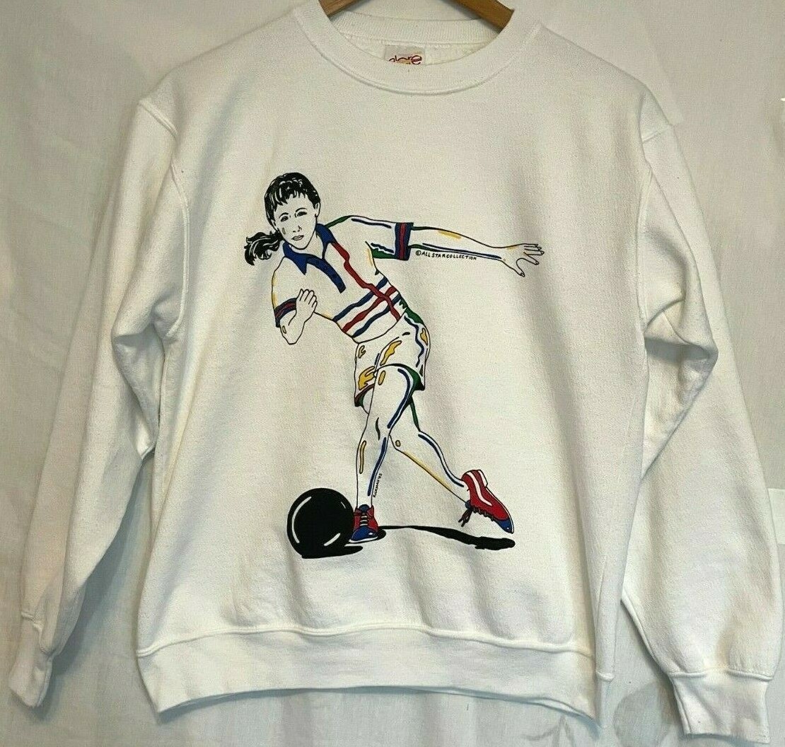 Vintage ALORE Bowling Graphic Women’s Sweatshirt, 1990s, Sz Med