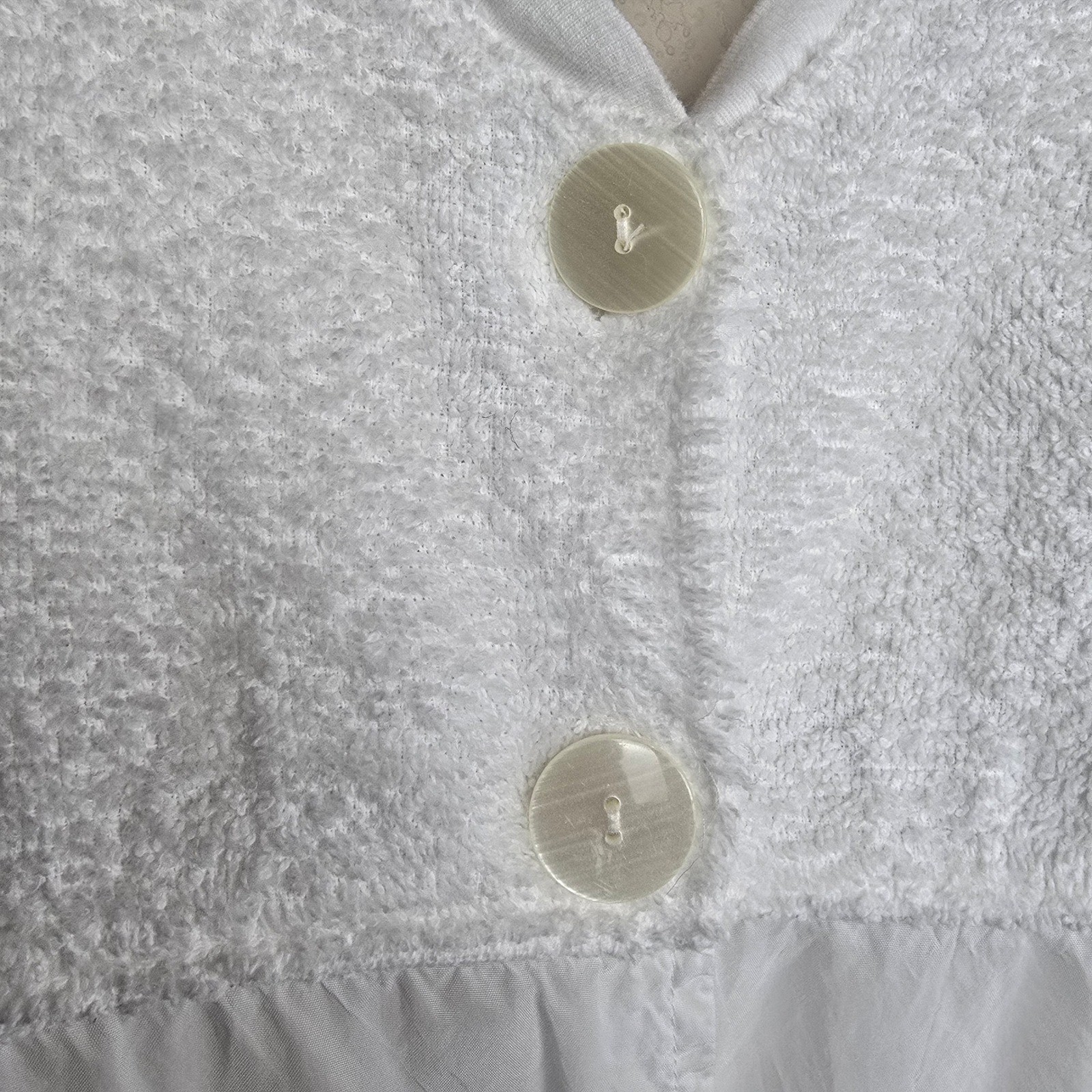 BODIL Vintage White Terry Cloth Mixed Media Maxi Dress Button Front Size 1 Boho