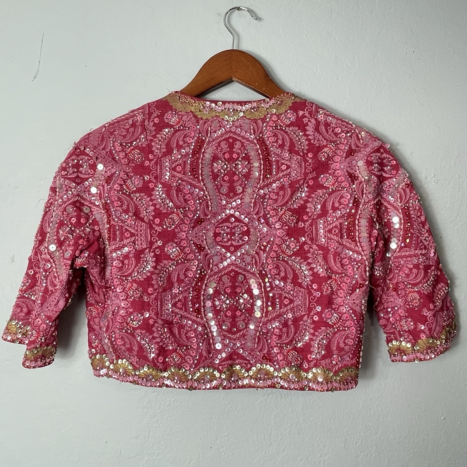 Bonwit Teller True Vintage Sequined Pink Womens Top Small Embellished Rare