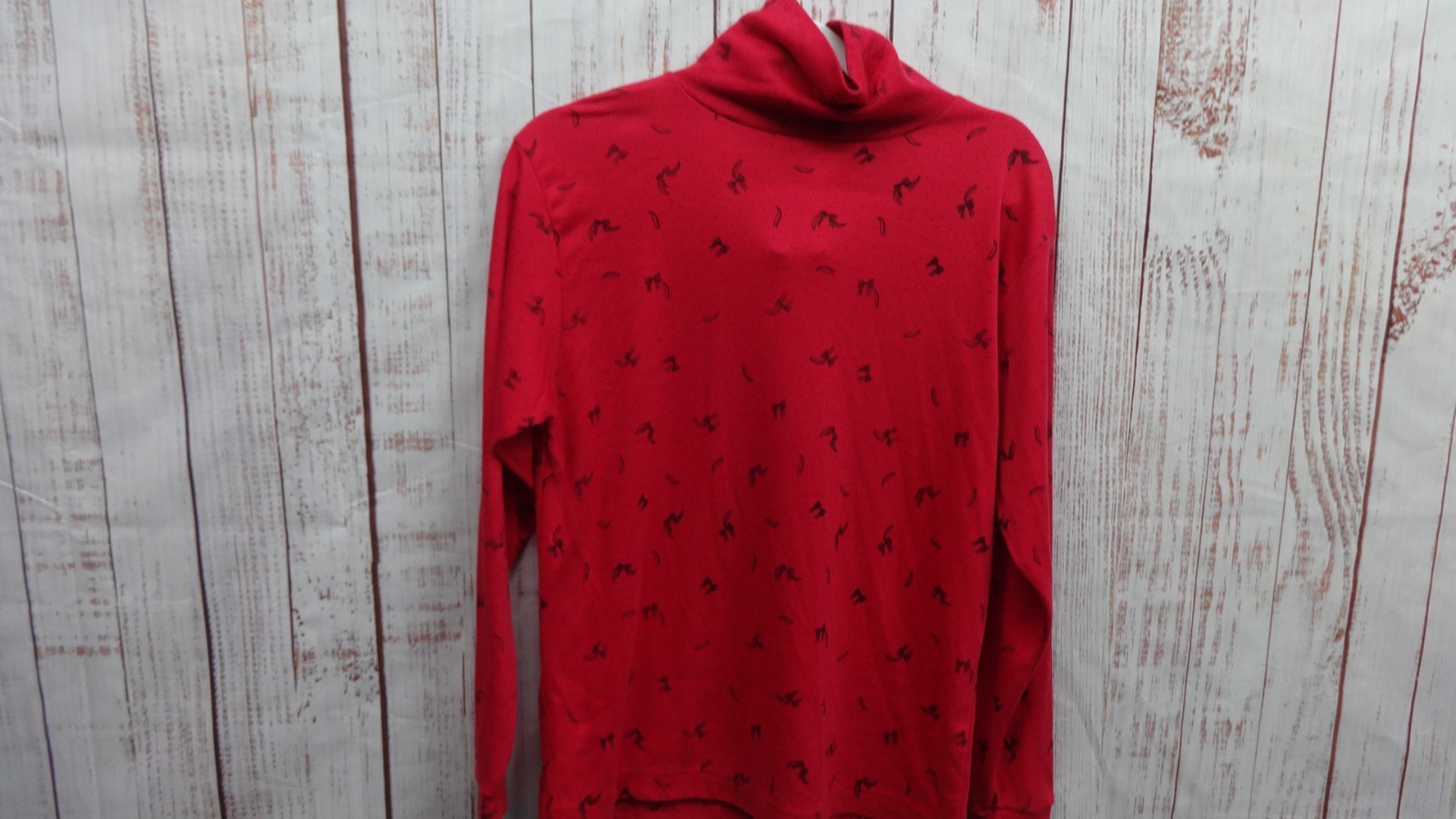 Vintage Cherry Stix Red Turtleneck Womens XL 1980s All Over Bow Print Casual