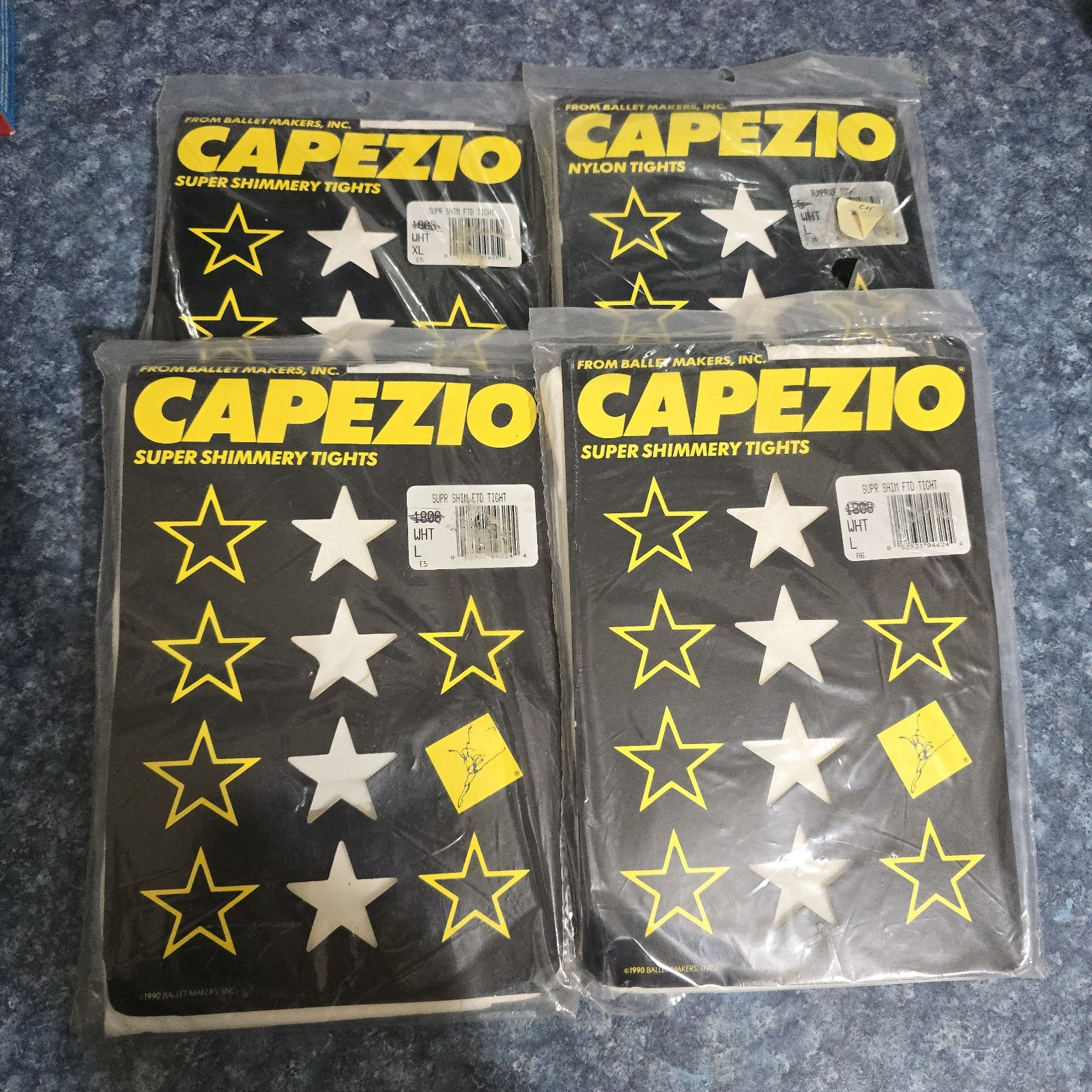 Vintage 1990 Ballet Makers CAPEZIO Super Shimmery TIGHTS 4 Pairs Lot Adult L, XL
